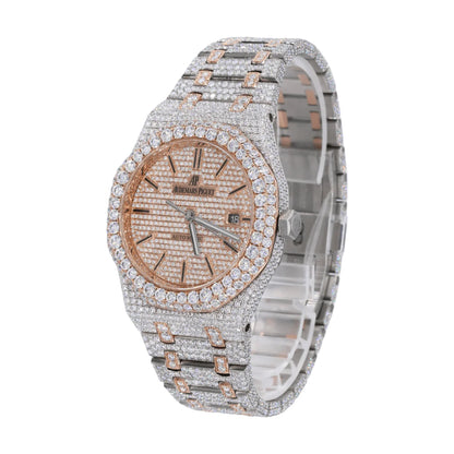 ICED OUT MOISSANITE OCTAGON WATCH - ROSE GOLD TWO TONE