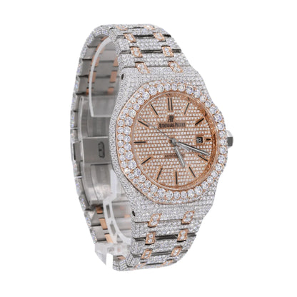 ICED OUT MOISSANITE OCTAGON WATCH - ROSE GOLD TWO TONE